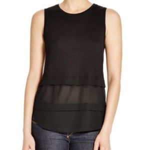 Michael Kors Sleeveless Mixed Media Top Black